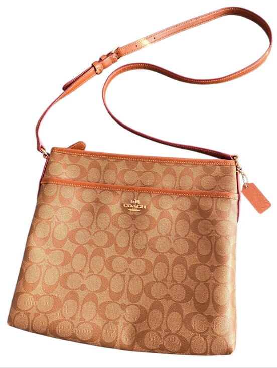 Coach Handbags - Coach Signature Crossbody File Bag in Saddle/Tan  Canvas